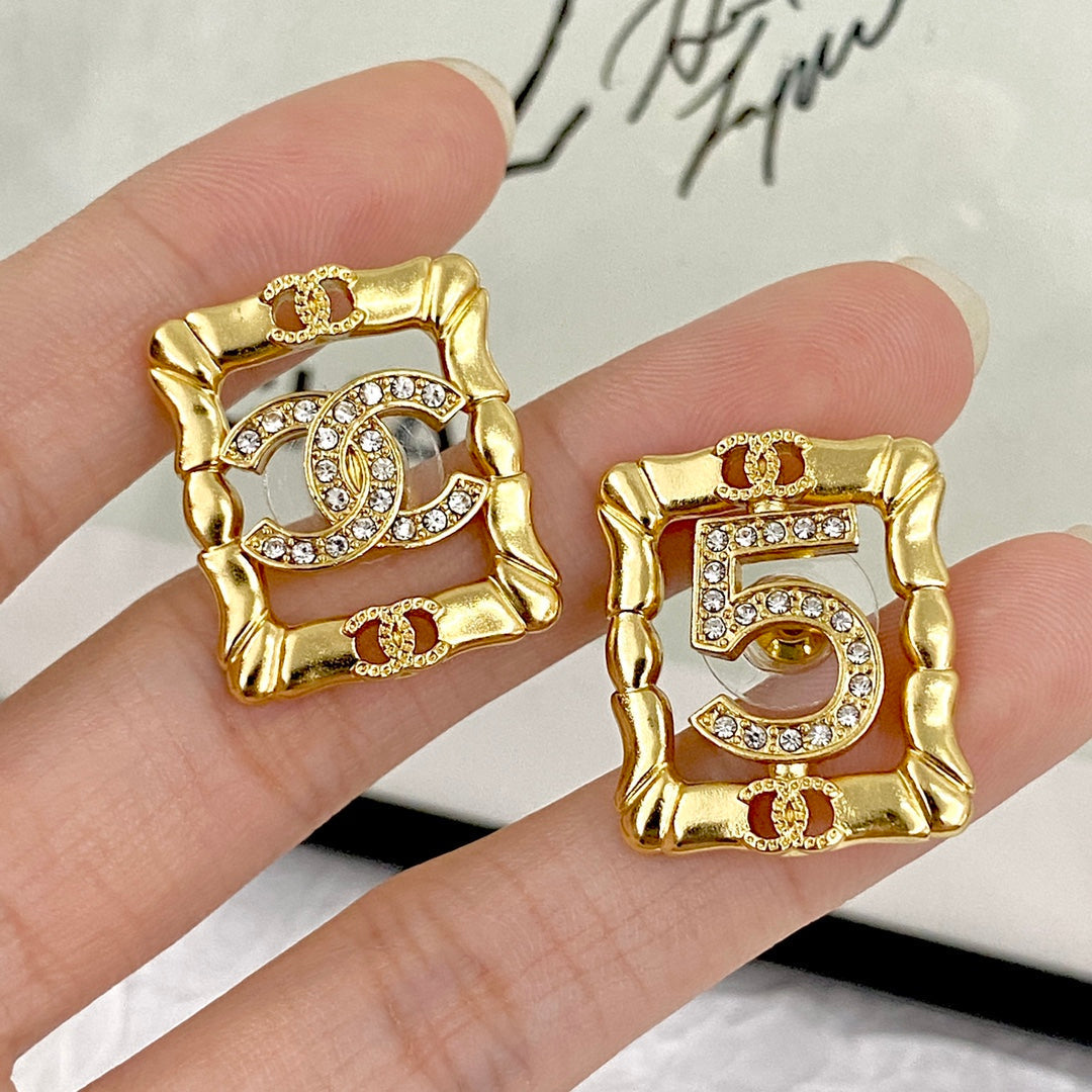 18K Chanel No.5 Square Diamond Earrings