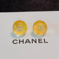 18K Chanel Yellow Round Earrings