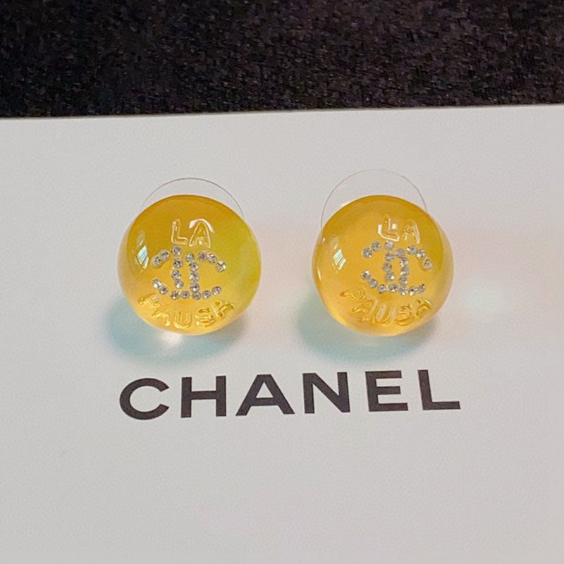 18K Chanel Yellow Round Earrings
