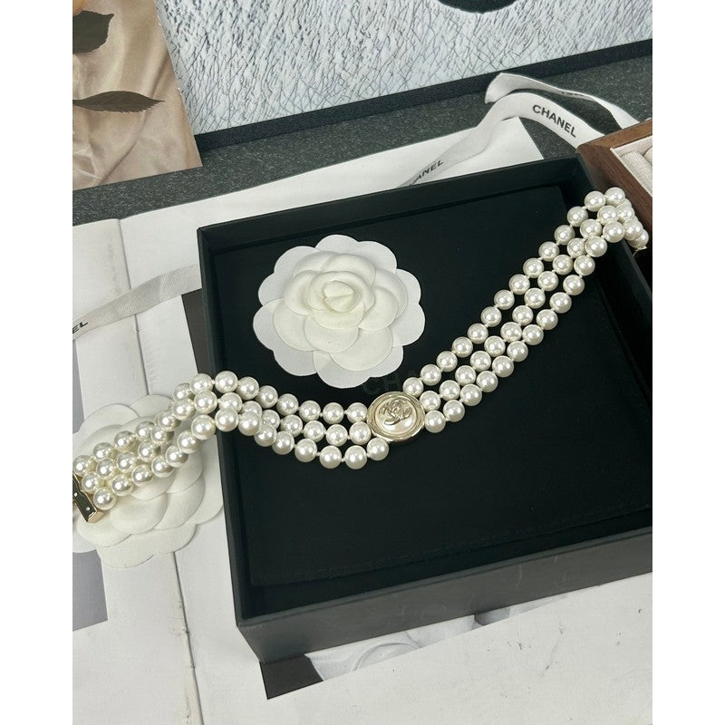 18K Chanel Choker Pearl Chain Necklace