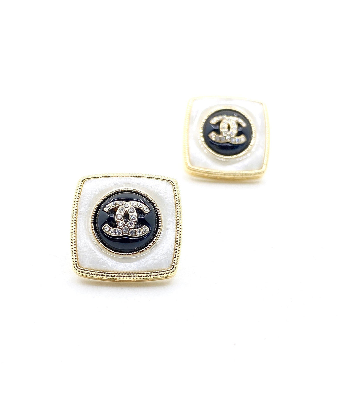 18K Chanel Pearl Square Earrings