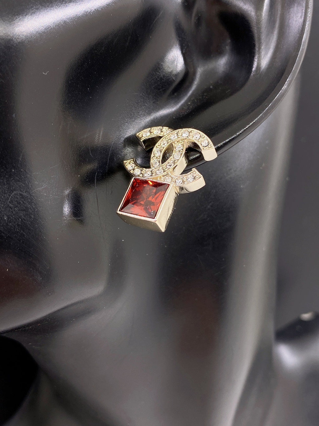 18K Chanel Red Crystal Earrings
