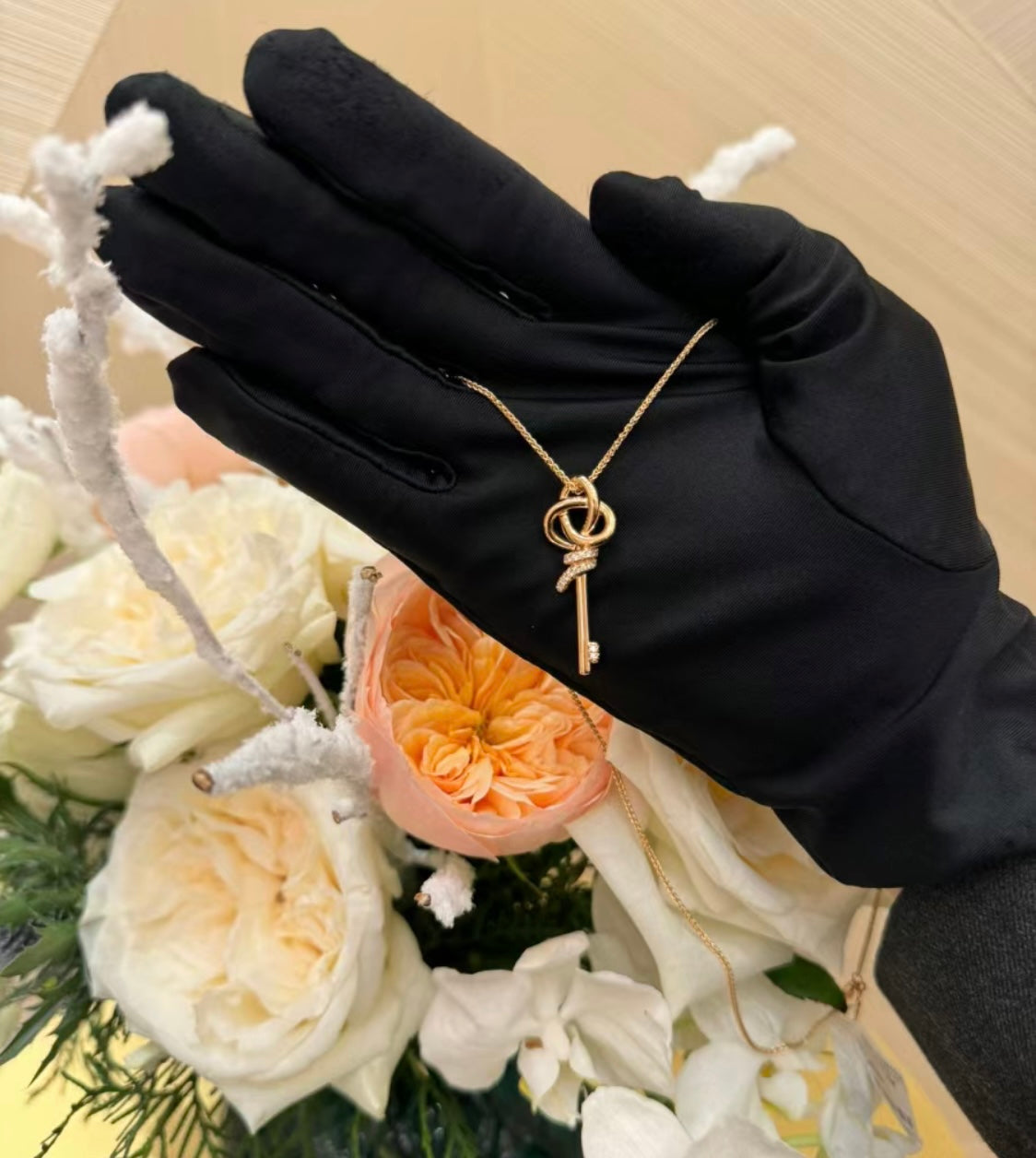 18K Tiffany & Co. Keys Woven Diamonds Medium Necklace