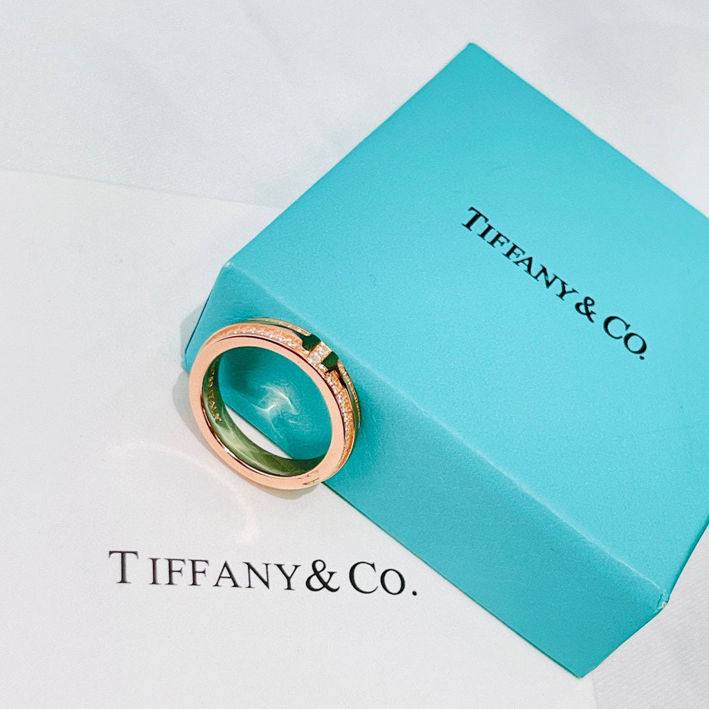 18K Tiffany & Co. Narrow Pave Diamond Ring