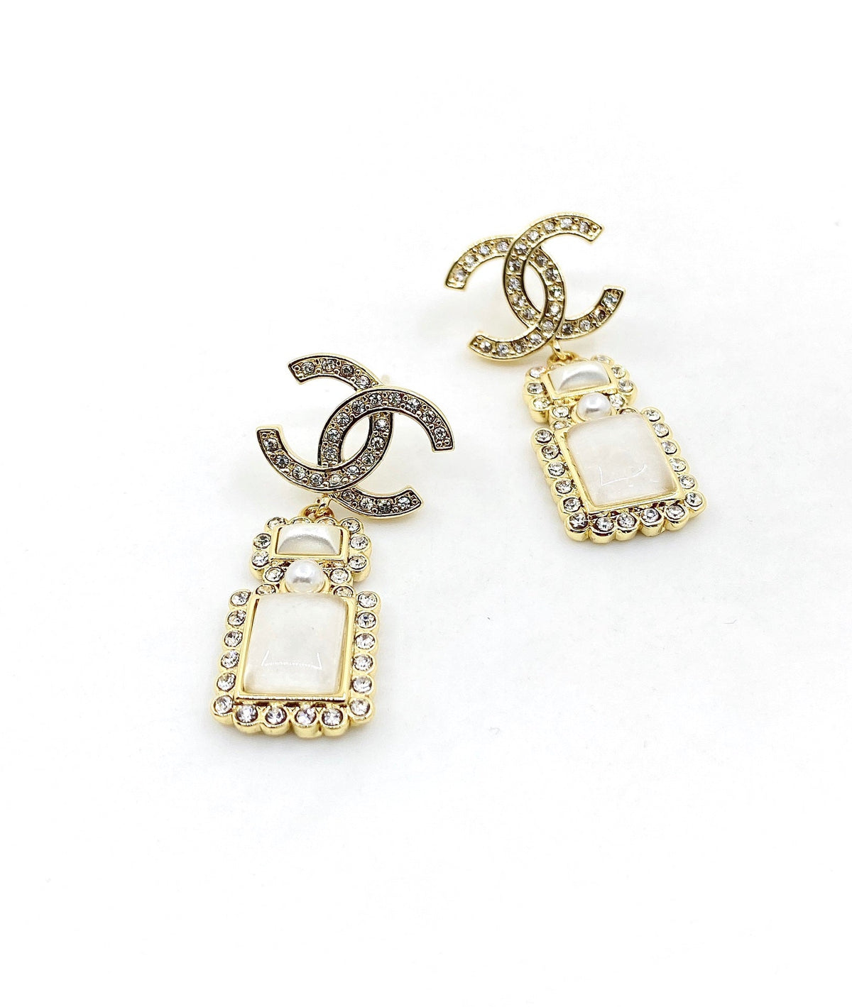 18K Chanel Perfume Bottle Earrings