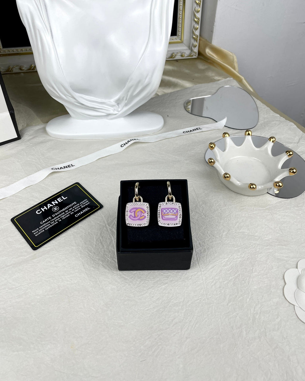 18K Chanel Pink Bottle Earrings