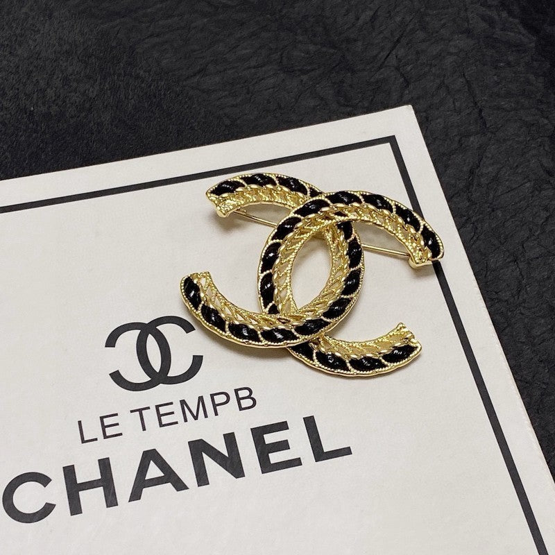 18K Chanel Leather Gold Brooch