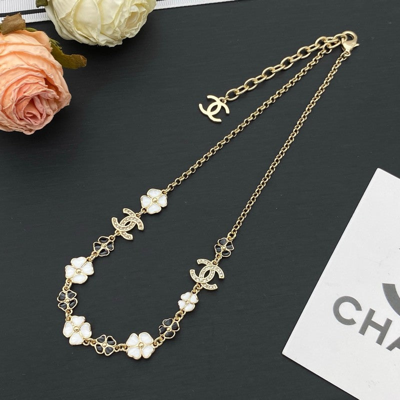 18K Chanel Black & White Camellia Necklace
