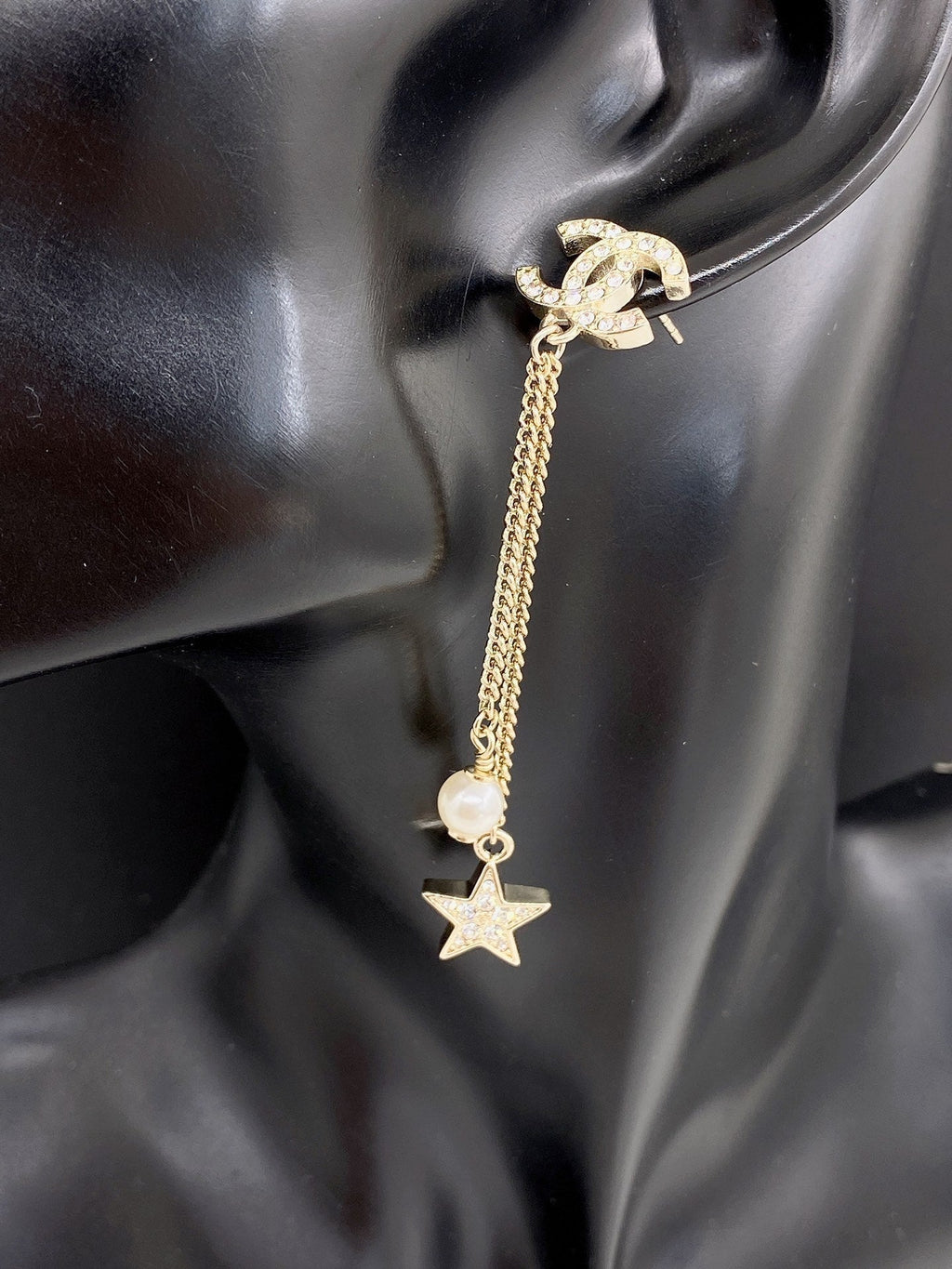 18K Chanel Pearl & Star Earrings