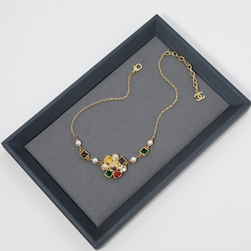18K Chanel Color Crystal Choker Necklace