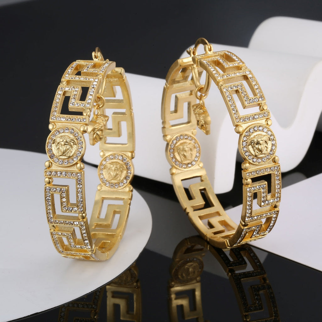 18K Versace Round Crystals Earrings