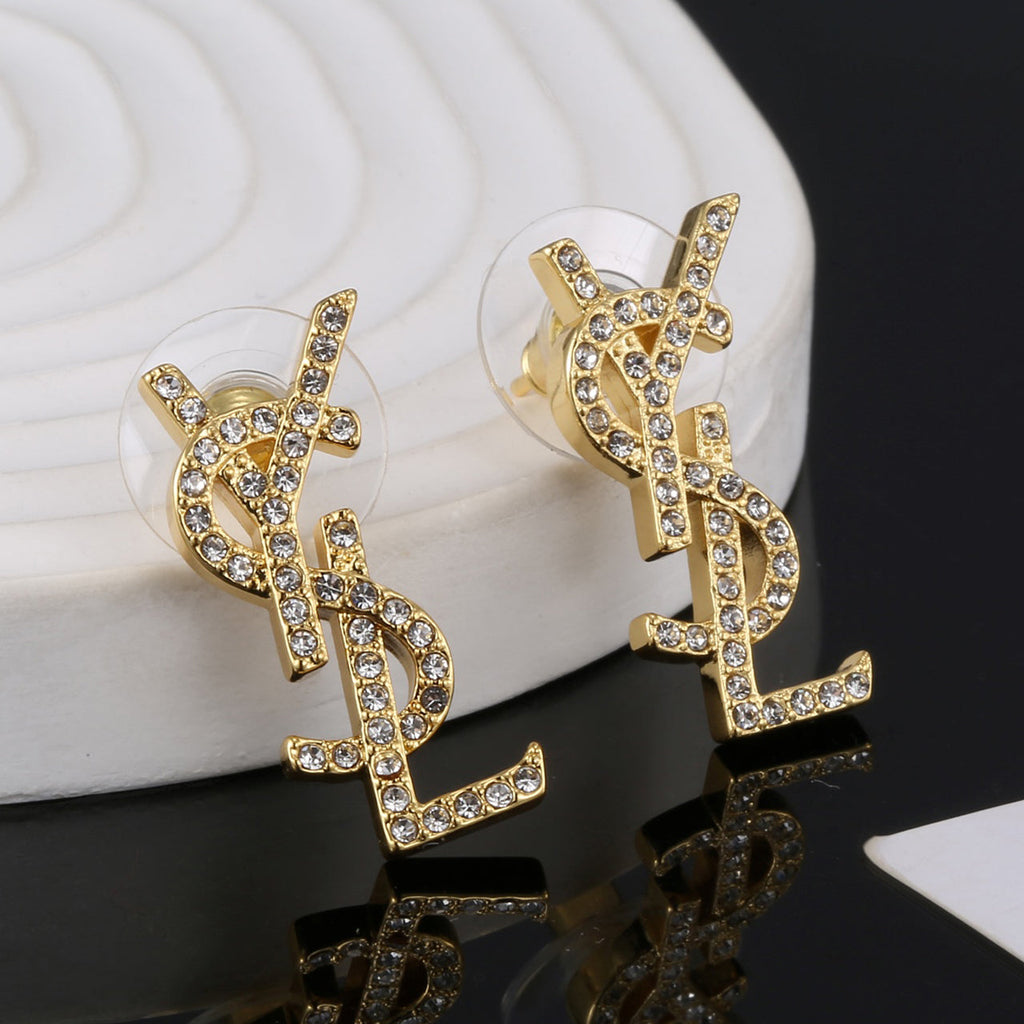 18K Saint Laurent YSL Classic Crystals Brooch