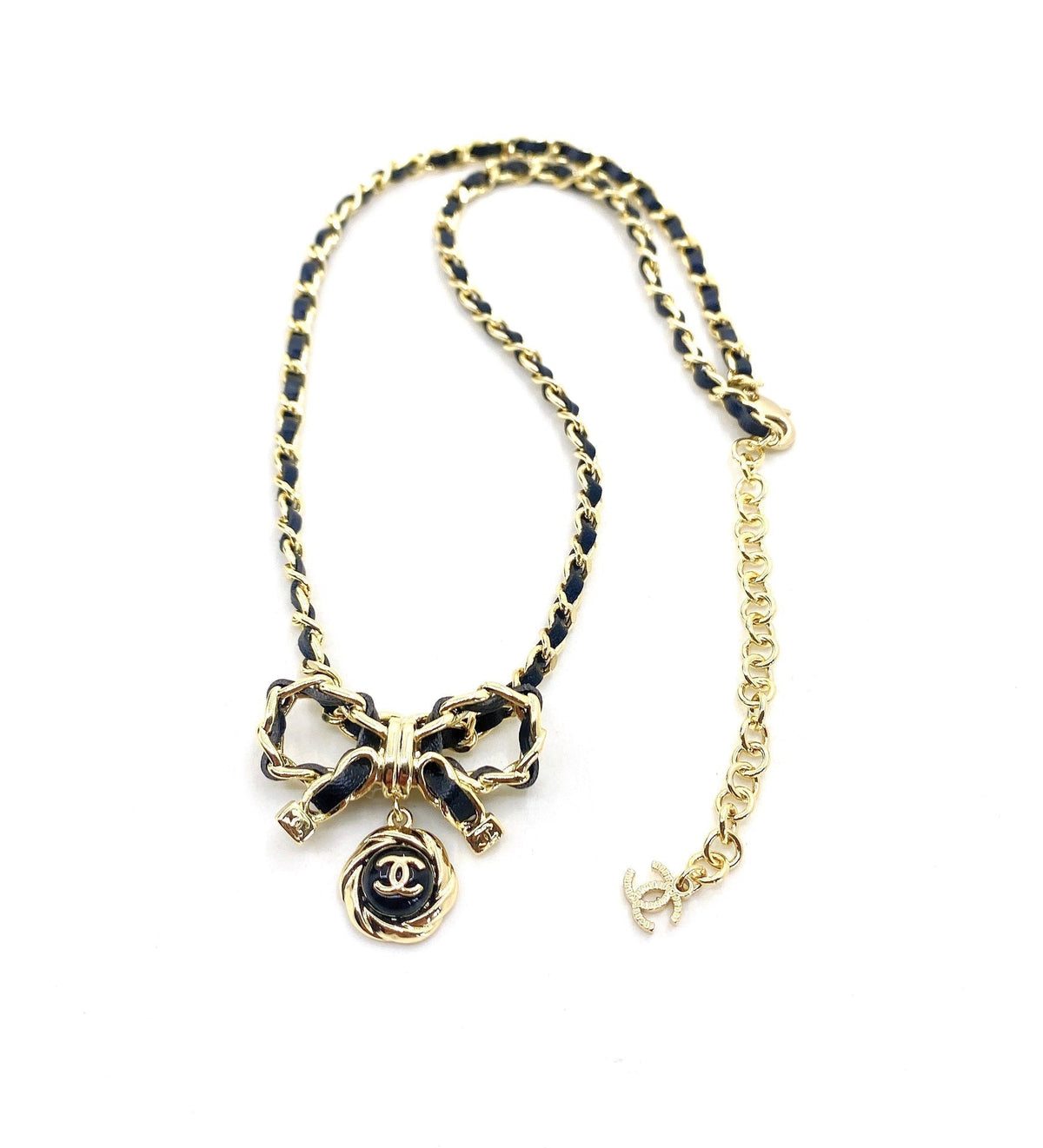 18K Chanel Rhinestone Bow Tie Necklace