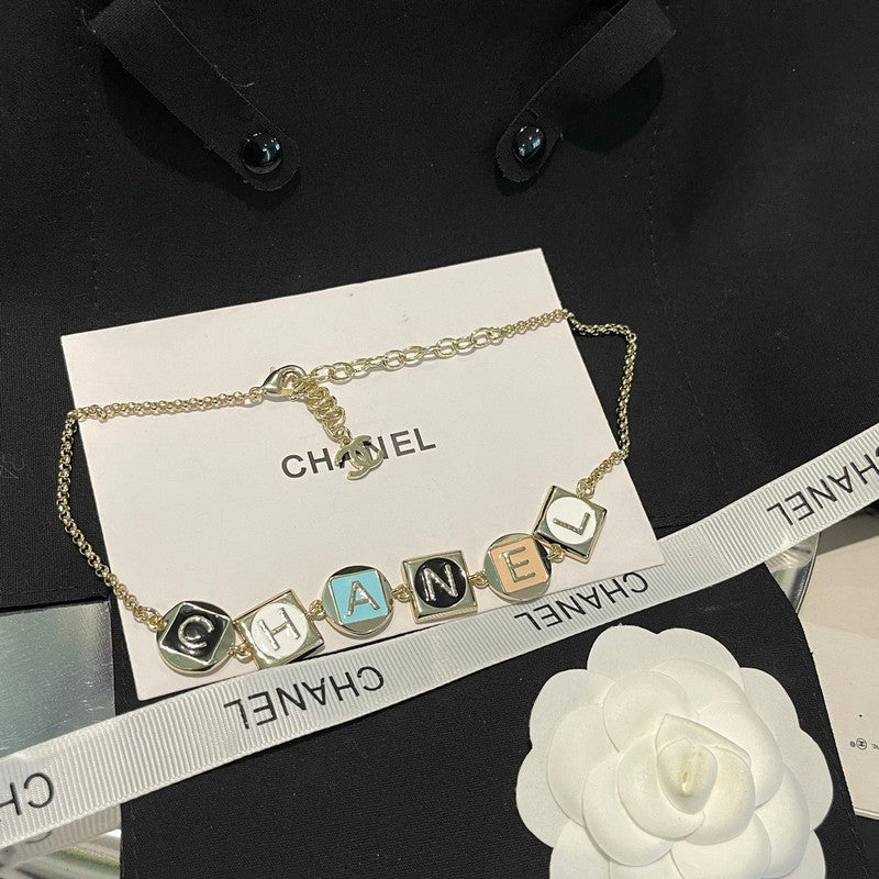18K Chanel Color Logo Choker Necklace