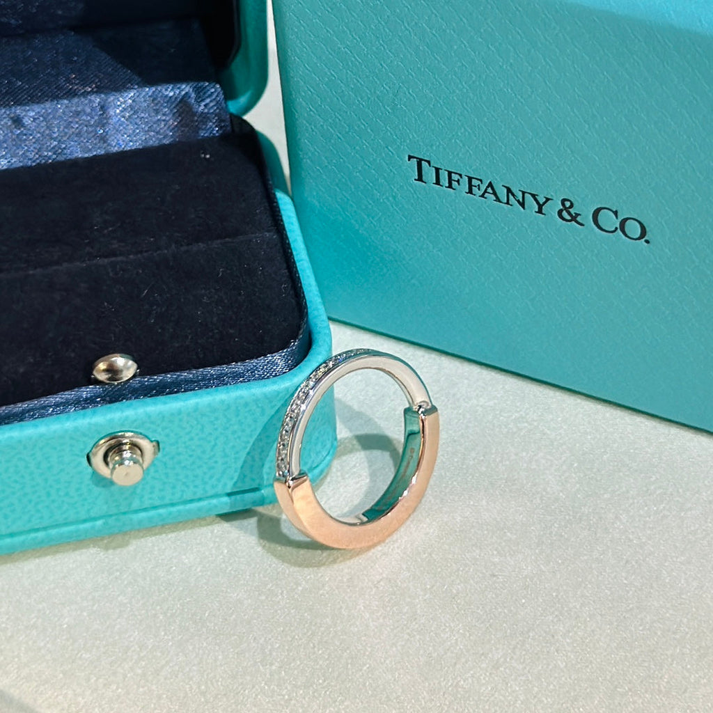 18K Tiffany & Co. Lock Diamond Rose Gold Ring