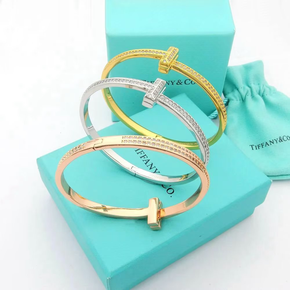 18K Tiffany & Co. T1 Wide Diamond Bangle Bracelet
