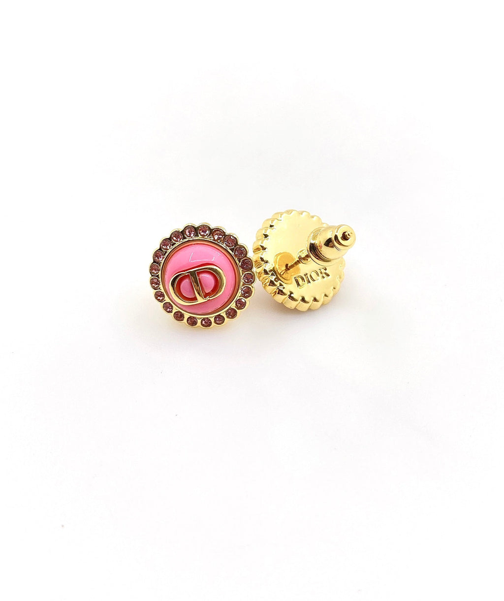 18K Chanel Pink Crystal Earrings