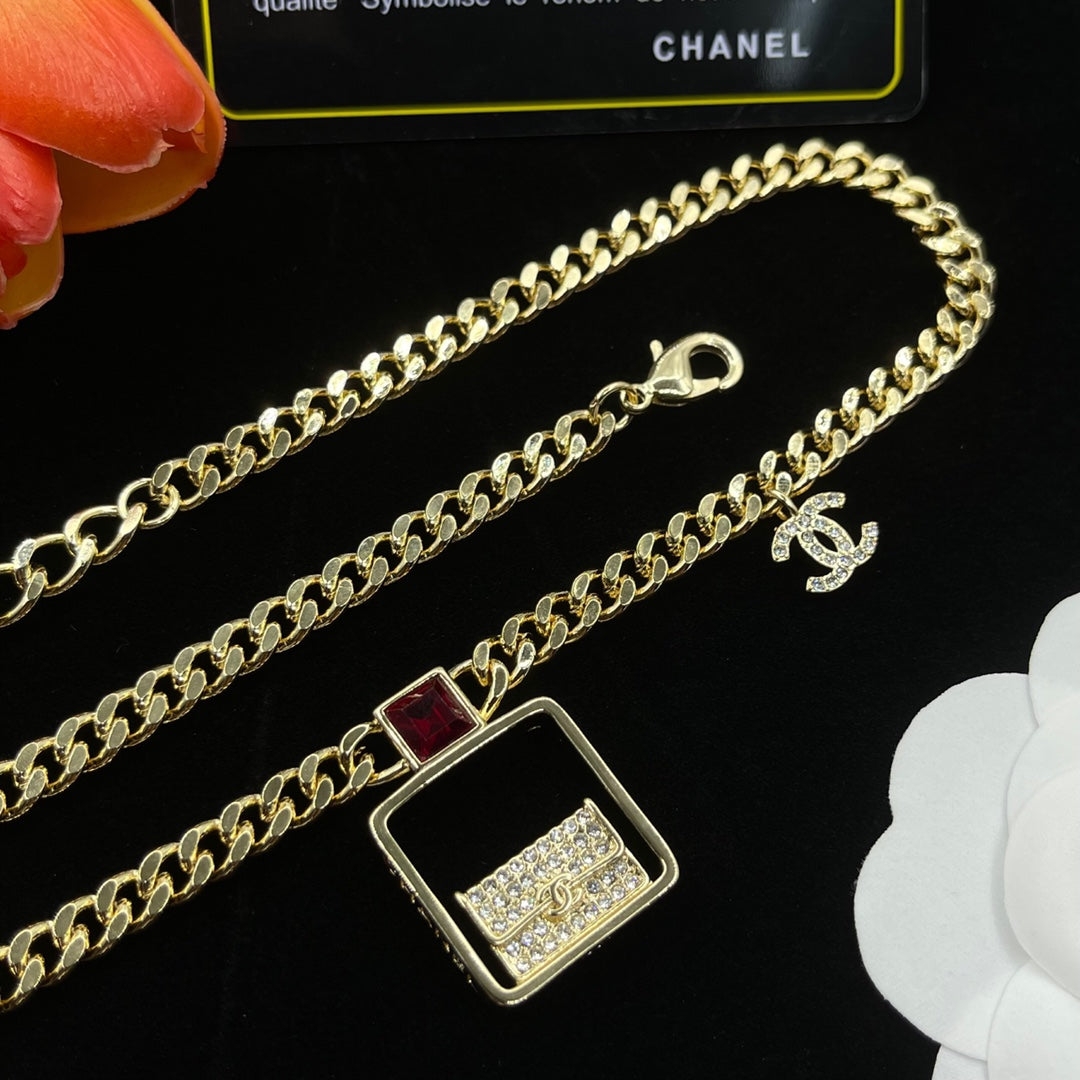 18K Chanel Bag Pendant Chain Necklace