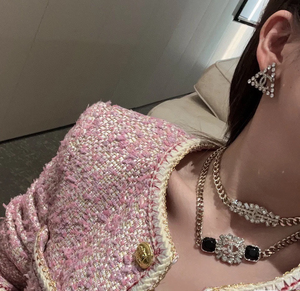 18K Chanel Black Crystals Chain Necklace