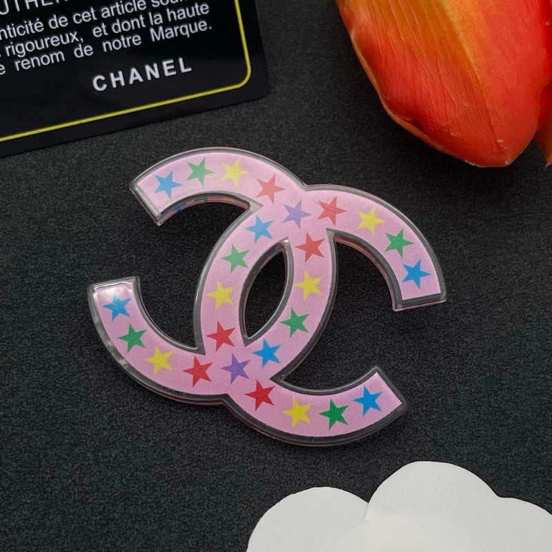 18K Chanel Pink & Black Star Brooch