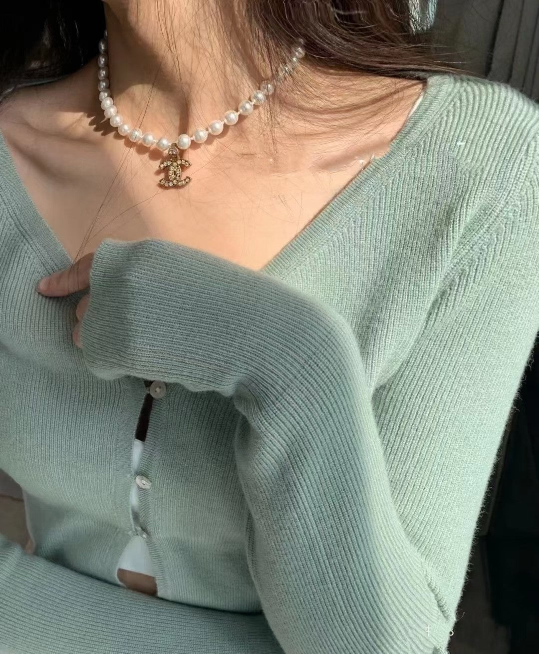 18K Chanel Pearl Chain Necklace