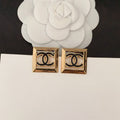 18K Chanel Square Hollow Earrings