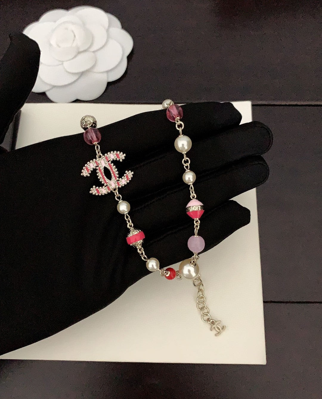 18K Chanel Pink & White Pearls Necklace