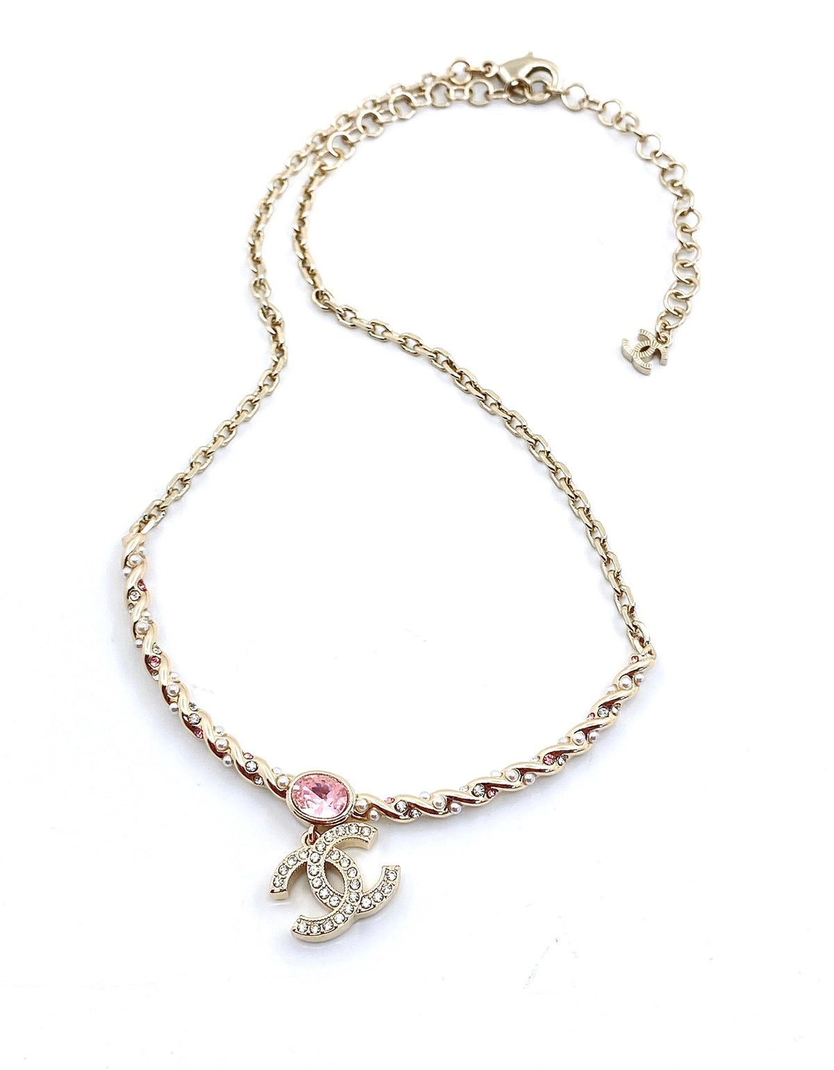 18K Chanel Pink Crystal Necklace