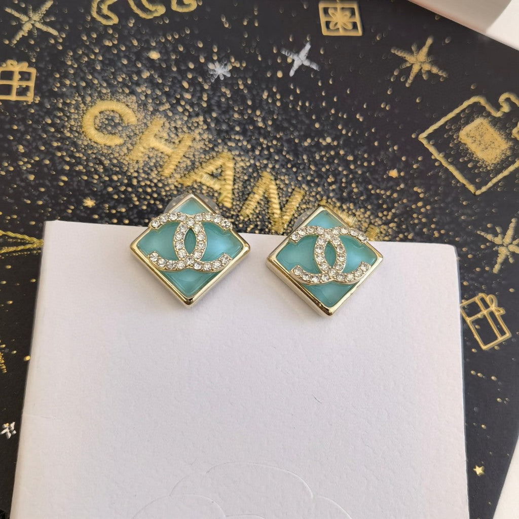 18K Chanel Blue Resin Earrings