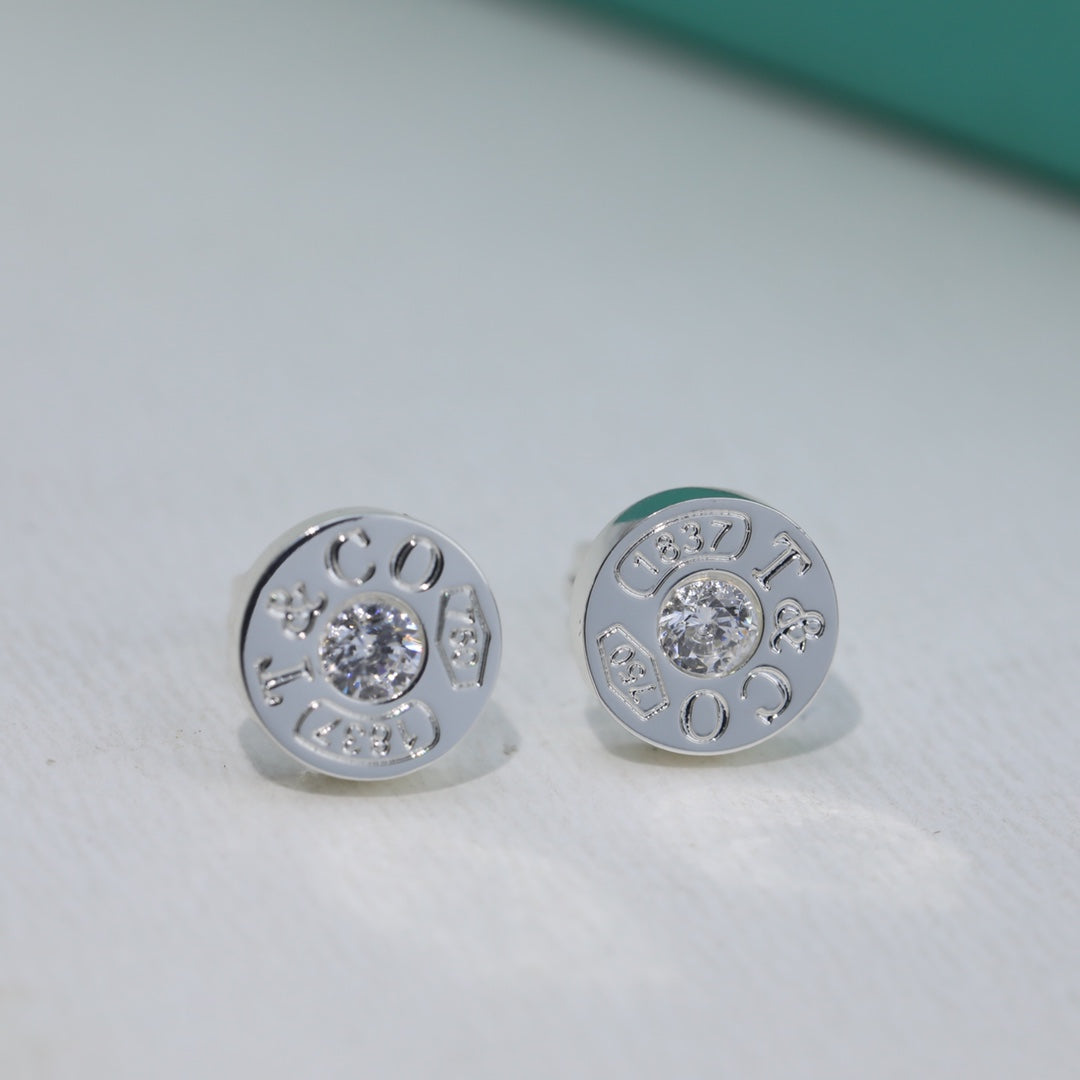 18K Tiffany & Co. 1837 Diamond Earrings