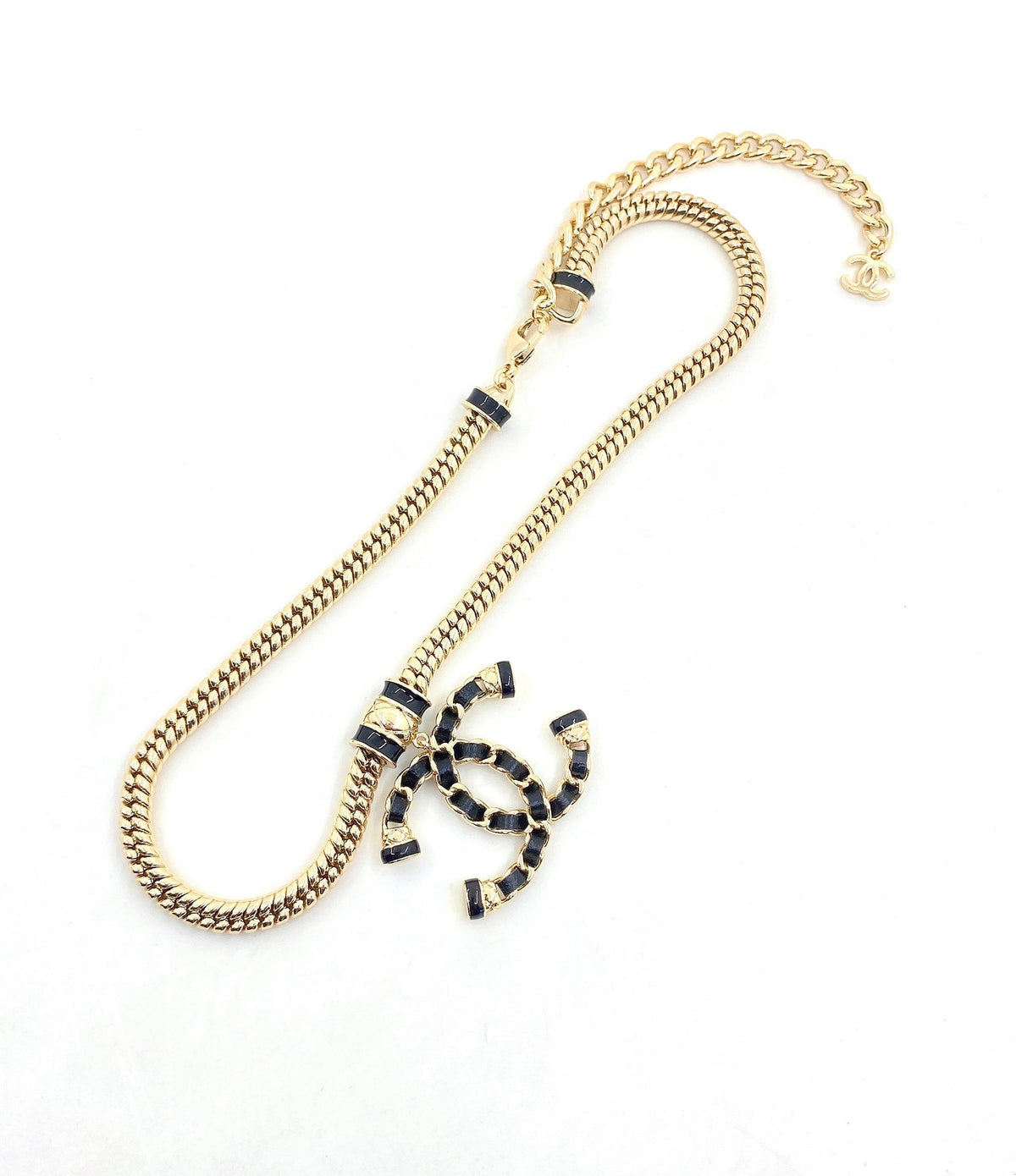 18K Chanel Leather Chain Necklace