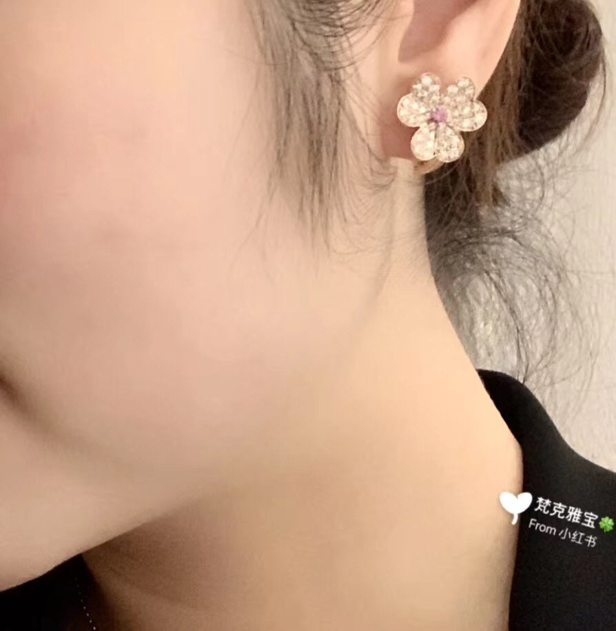 18k Van Cleef & Arpels Frivole Pink Sapphire Earrings