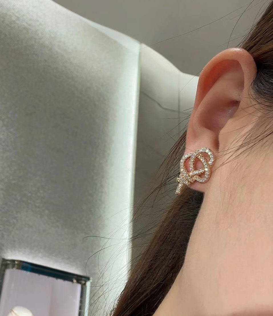 18K Tiffany & Co. Keys Woven Diamond Earrings