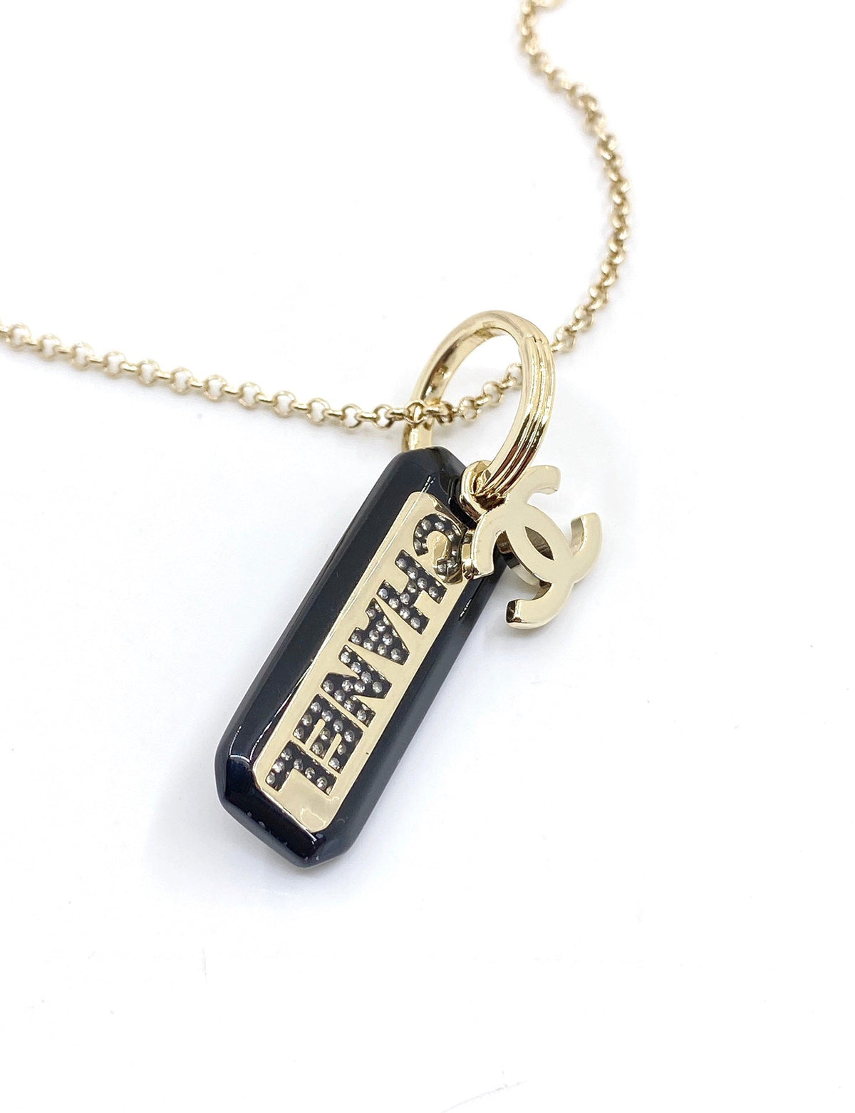 18K Chanel Black Plate Chain Necklace