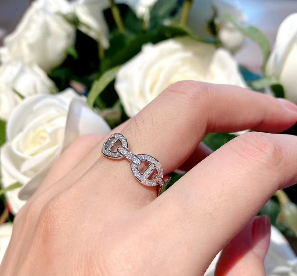 18K Chaine d'Ancre Enchainee Diamond Hermès Ring