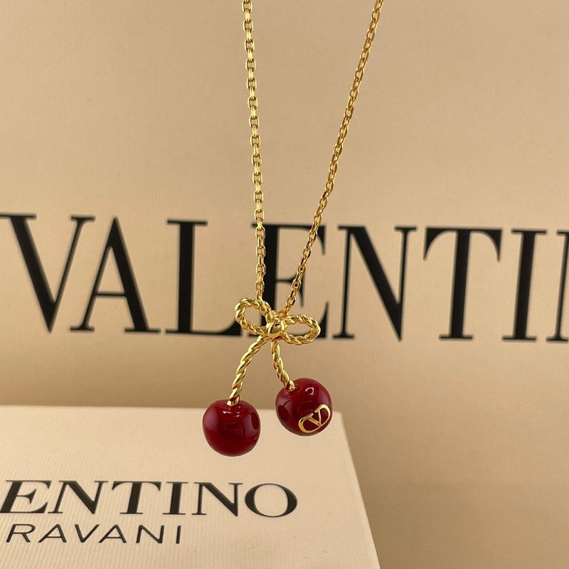 18K Valentino VLogo Red Cherry Gold Necklace