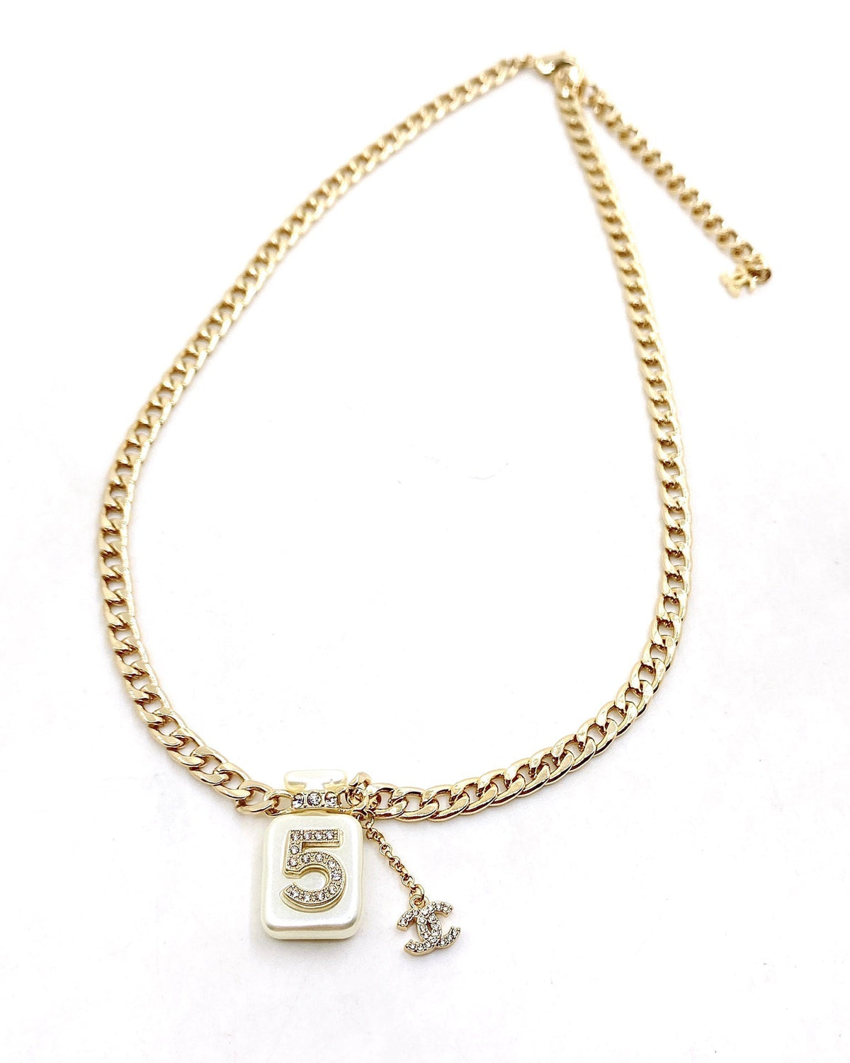 18K Chanel No.5 Perfume Pendant Chain Necklace