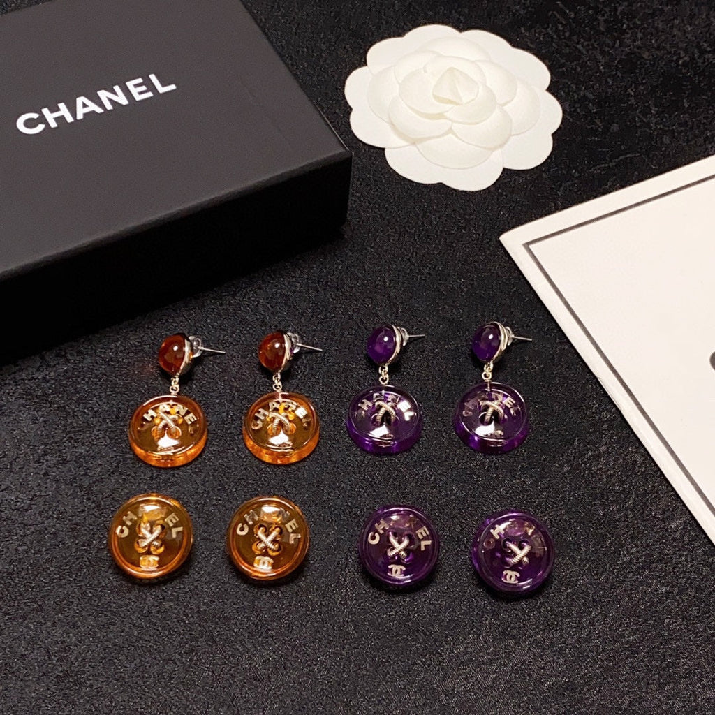 18K Chanel Orange Pendant Earrings