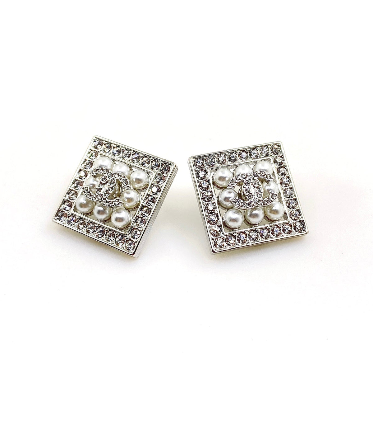 18K Chanel Square Diamond Earrings