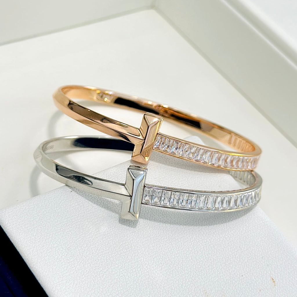 18K Tiffany & Co. T1 Wide Diamond Hinged Bracelet