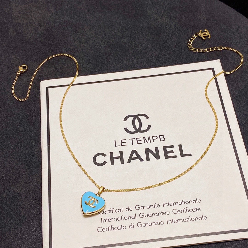 18K Chanel Blue Heart Necklace