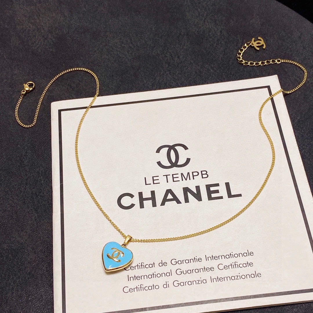 18K Chanel Blue Heart Necklace