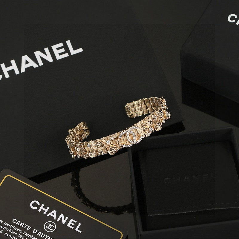 18K Chanel Flower Diamond Cuff Bracelet