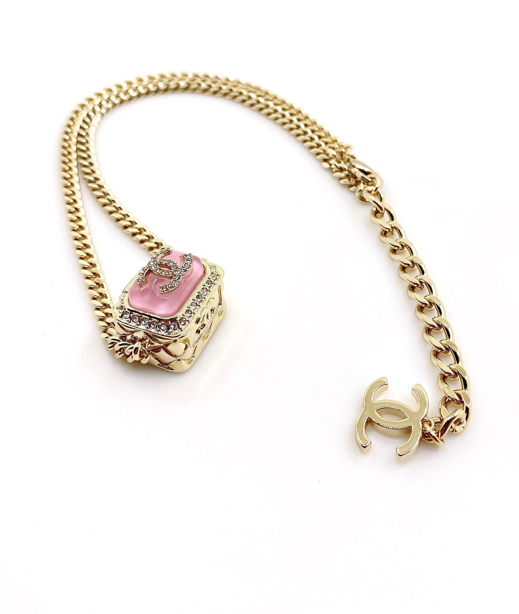 18K Chanel Pink Resin Chain Necklace