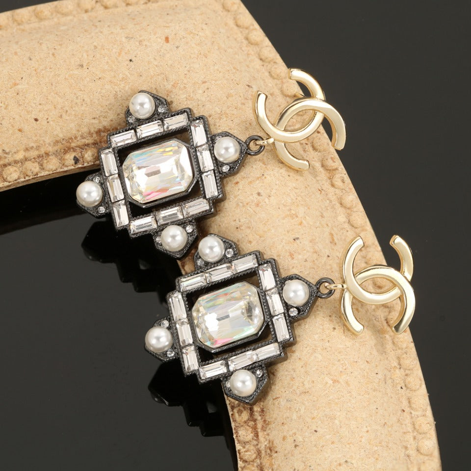 18K Chanel Crystal Earrings