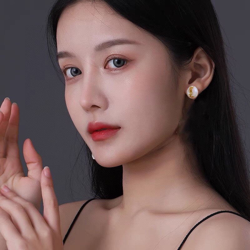 18K Saint Laurent YSL Pearl Earrings