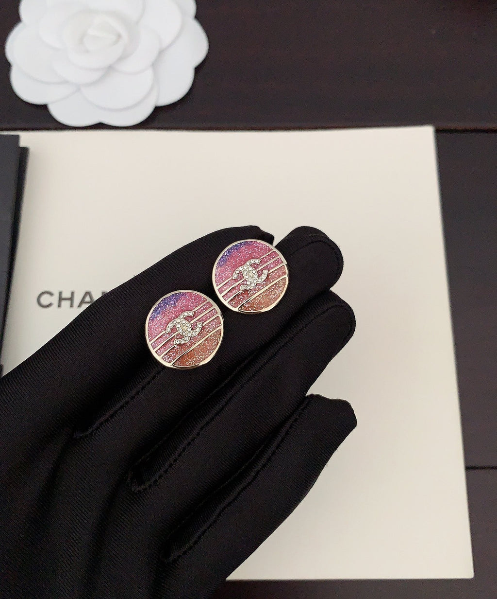 18K Chanel Pink Crystals Earrings