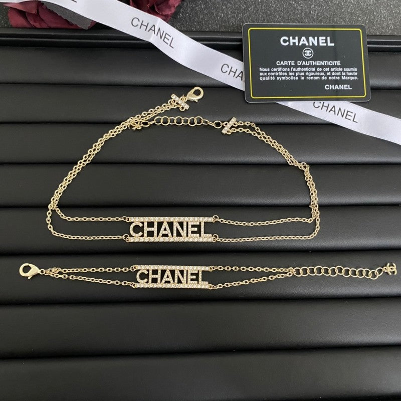 18K Chanel Letter Diamond Choker Necklace