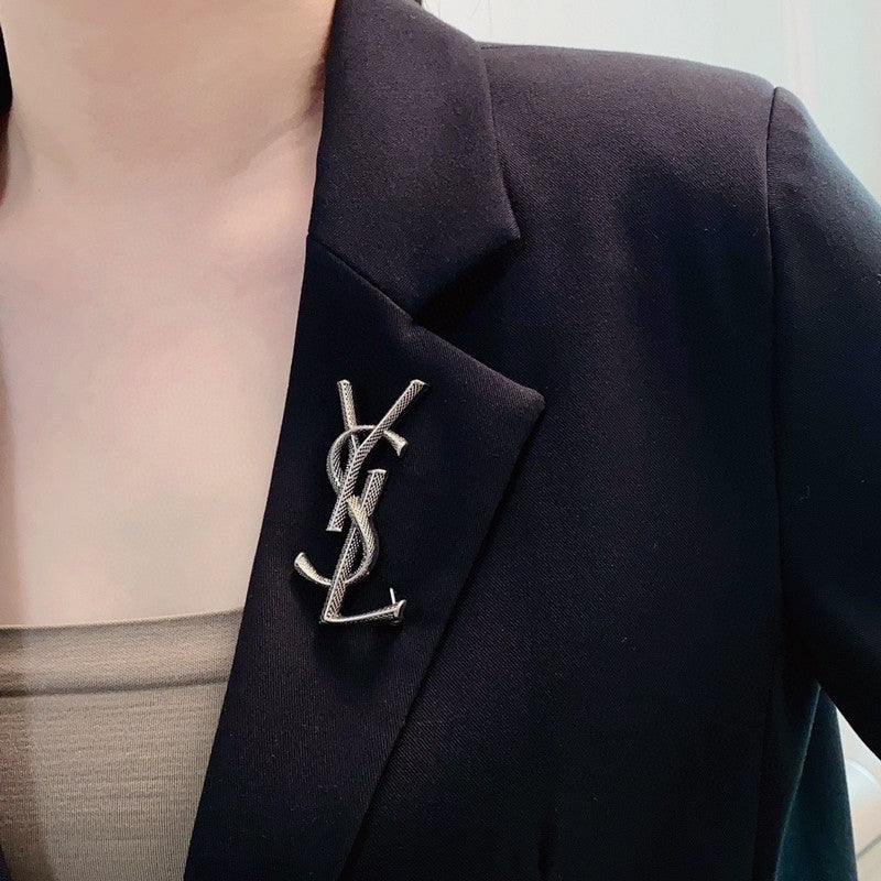 18K Saint Laurent YSL Three Color Brooch