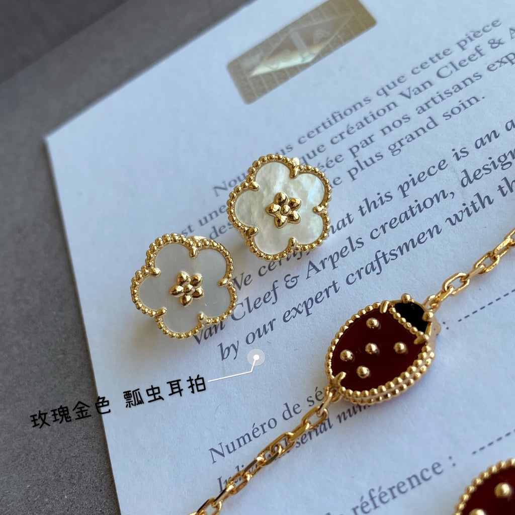 18K Van Cleef & Arpels Lucky Spring Plum Blossom Earrings